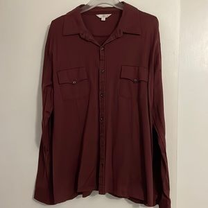 NWOT apt‎ 9 long sleeve button down burgundy size XL